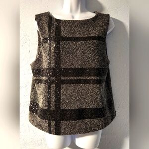 Banana Republic Grey & Black Metallic Sleeveless Top - Women's Size 14
